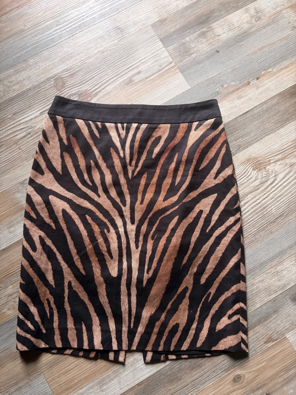 White House Black Market Brown and Black Zebra Print Pencil Skirt